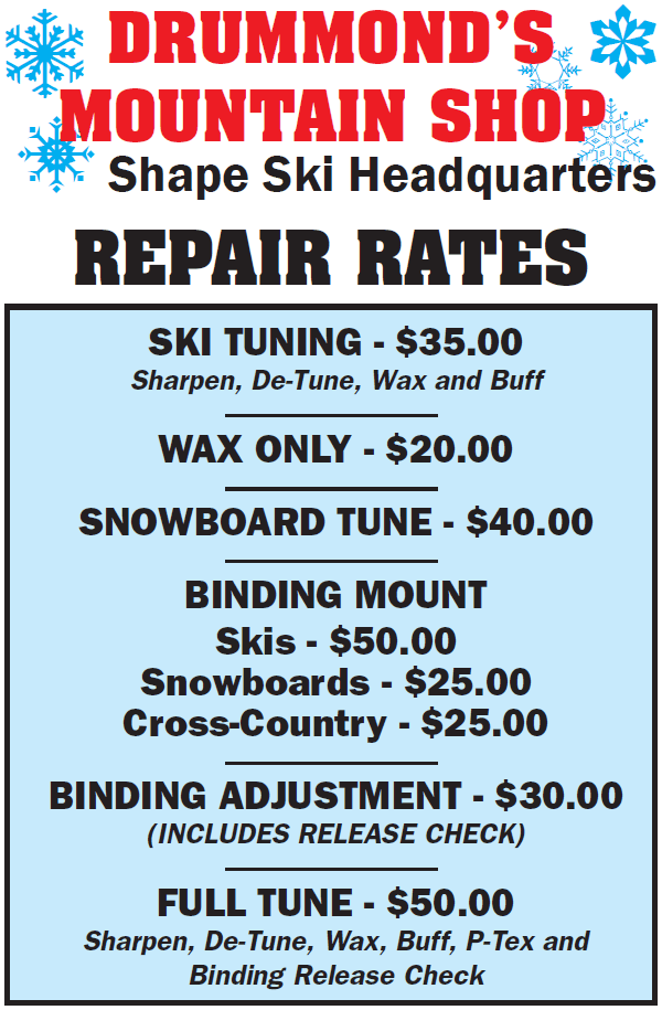 Ski Repair Rates